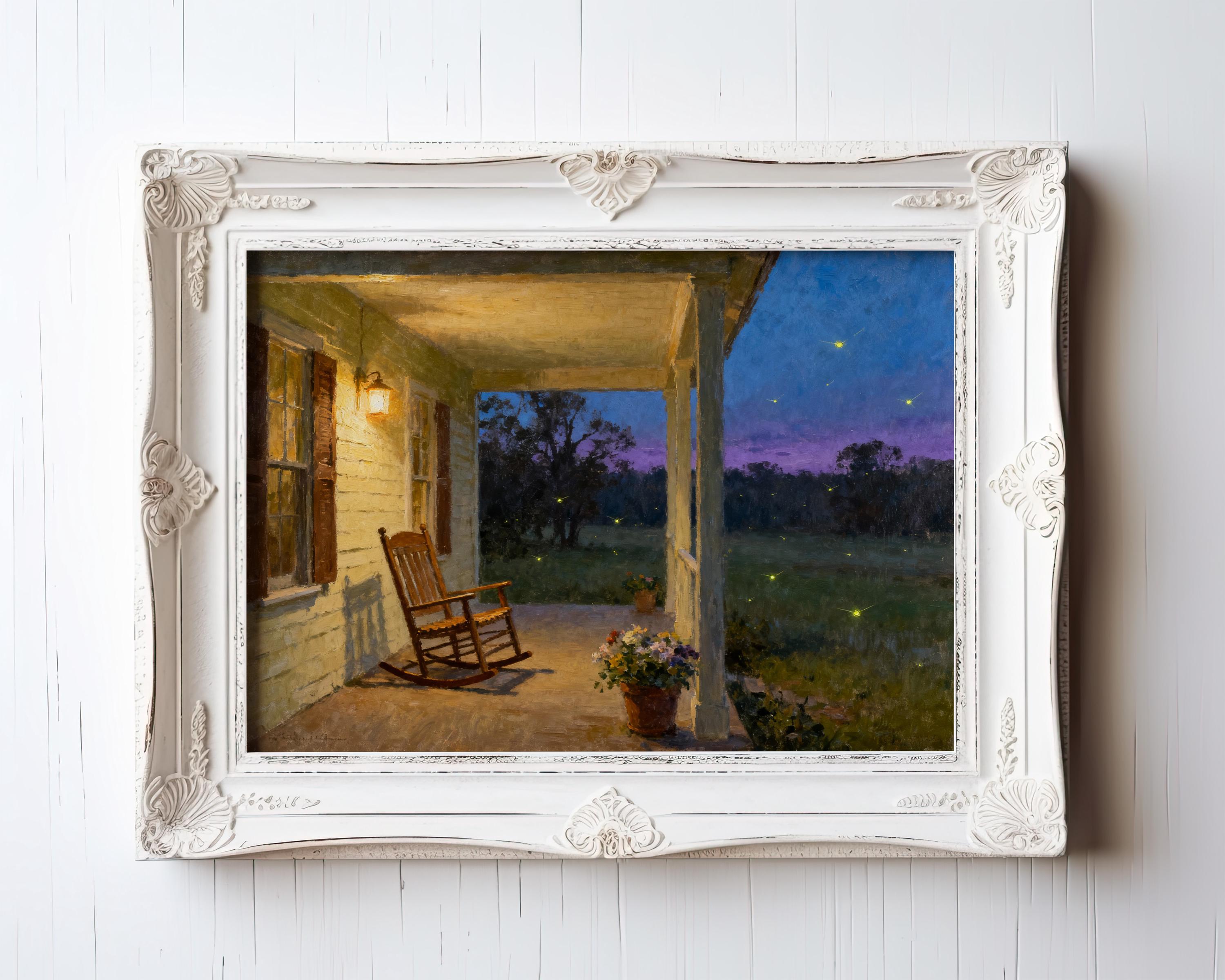 Bring Southern charm to your space with the Vintage Southern Porch Print—rocking chair, glowing fireflies, and dusk-lit warmth. Available framed or unframed from the West & Wild Art Archive.