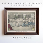The Currier Ives Lithograph Print – Vintage Style Prints | Antique Lithograph Art depicts a group in white dancing. Available as archival-quality physical prints and framed art from West & Wild Art Archive.