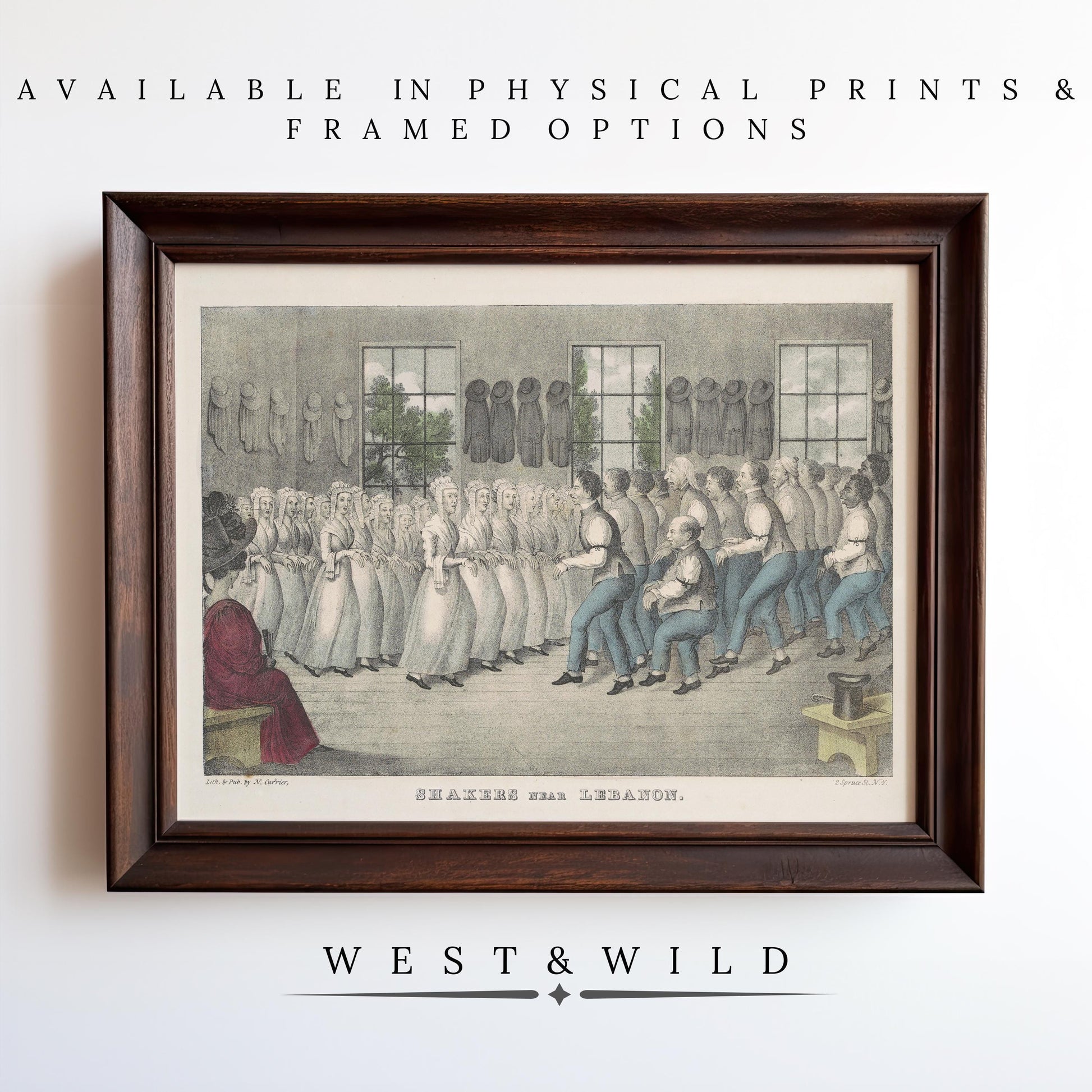 The Currier Ives Lithograph Print – Vintage Style Prints | Antique Lithograph Art depicts a group in white dancing. Available as archival-quality physical prints and framed art from West & Wild Art Archive.