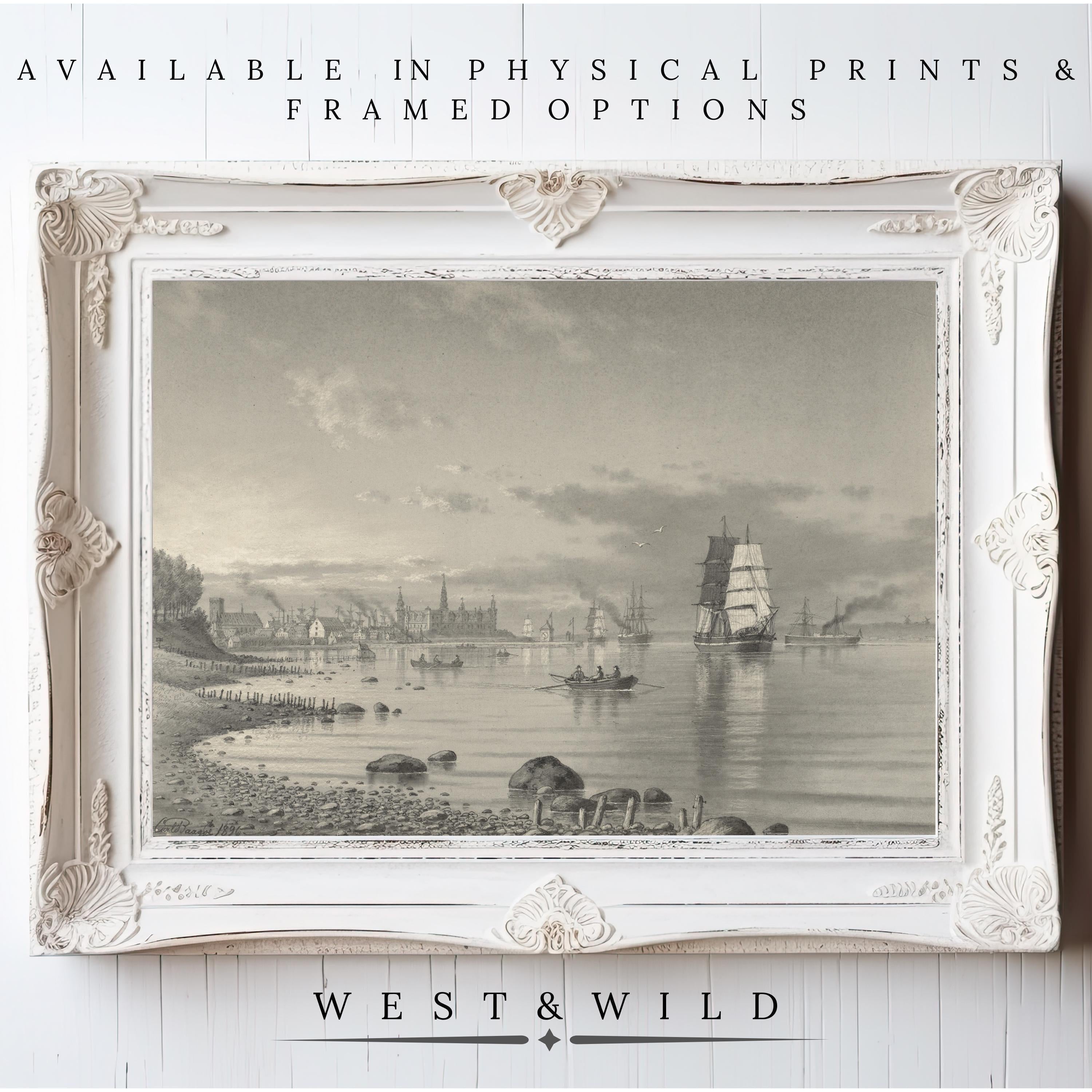 A framed vintage art print from West & Wild’s 19th Century Maritime Engraving collection, featuring classic sailing paintings and nautical artwork, crafted in archival quality.