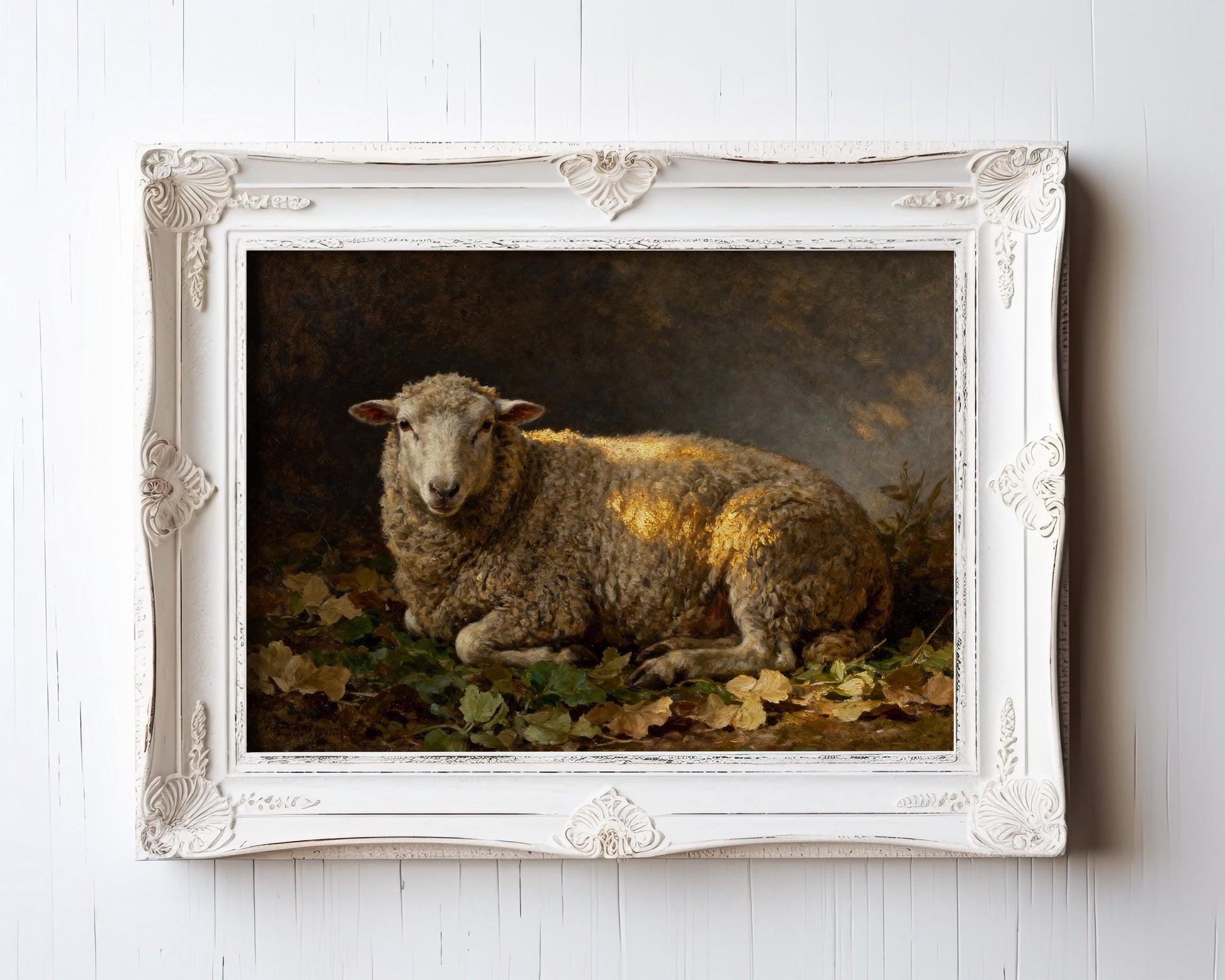The “Resting Sheep Art Print” is a vintage farmhouse wall art piece in warm earth tones, beautifully framed and perfect for adding realistic charm to your space. From the Vintage Art Prints & Framed Art collection.