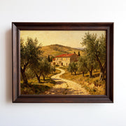 The Tuscan Farmhouse Print, featuring vintage olive trees and rolling hills under a clear sky, captures countryside charm. Enjoy archival quality and framed wall options from the West & Wild Art Archive.