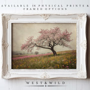 Botanical Art Print – Vintage Style Wildflowers & Florals, displayed in an ornate white frame. Explore archival quality and framed prints from the West & Wild Art Archive—a perfect vintage gift for Mother.