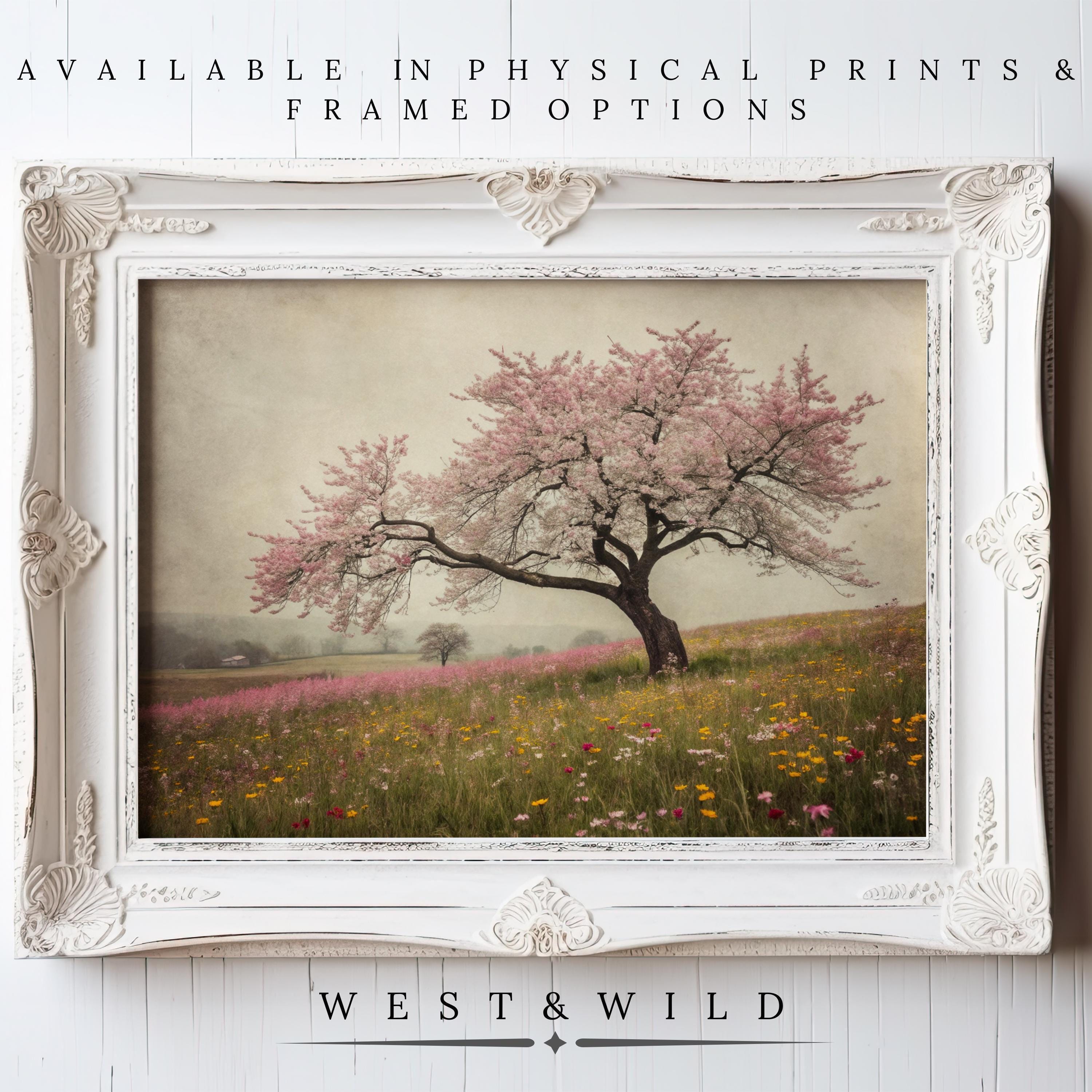 Botanical Art Print – Vintage Style Wildflowers & Florals, displayed in an ornate white frame. Explore archival quality and framed prints from the West & Wild Art Archive—a perfect vintage gift for Mother.