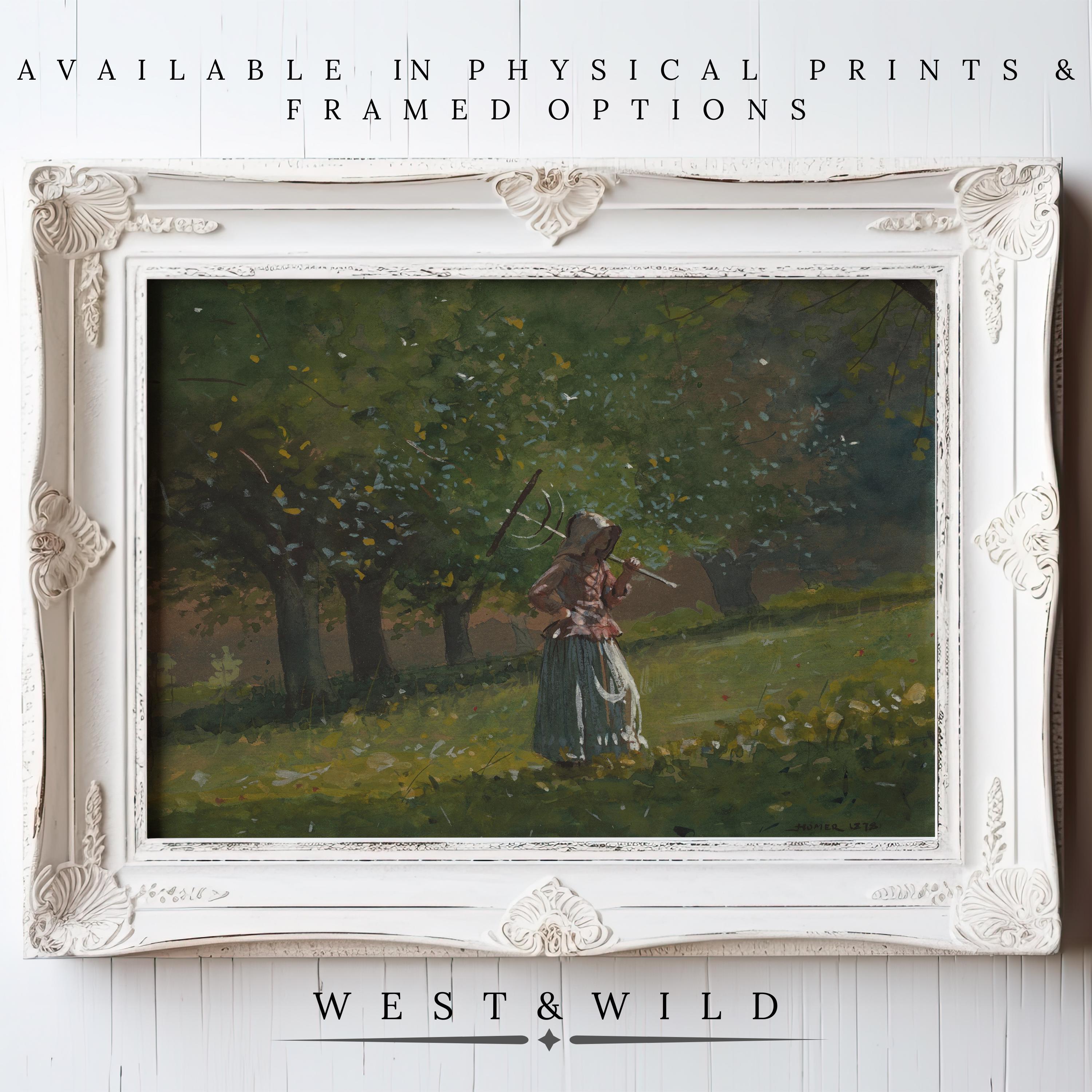 Elevate your space with the Vintage Farmer Art Prints – Woman in Field Painting. Victorian wall decor, archival quality prints & framed art options available from West & Wild.
