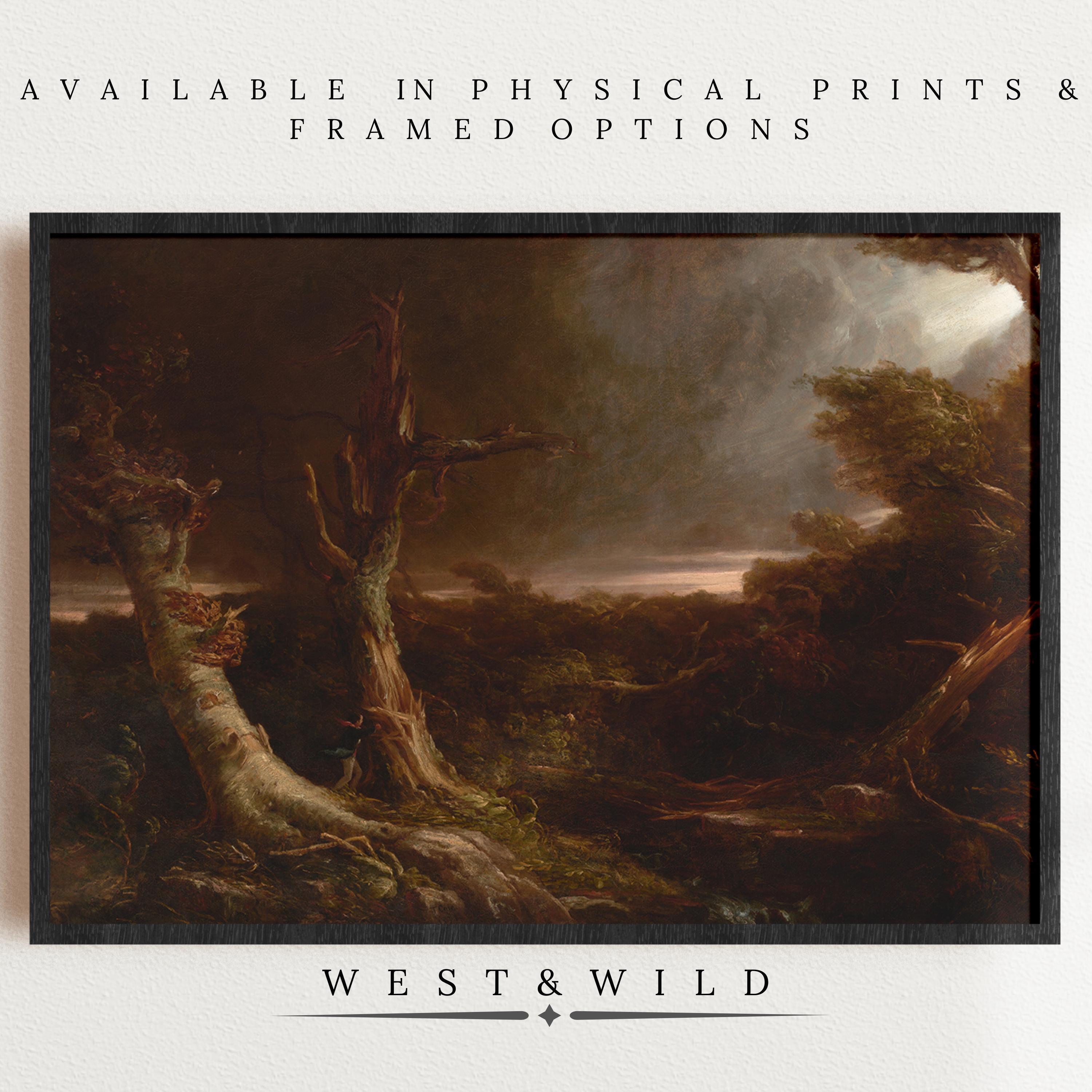 A dramatic Victorian landscape print with twisted, barren trees beneath a stormy sky. Moody Forest Art Prints - Vintage Wall Art With Frames | Victorian Landscape Decor – available as archival prints & framed art. WEST & WILD.