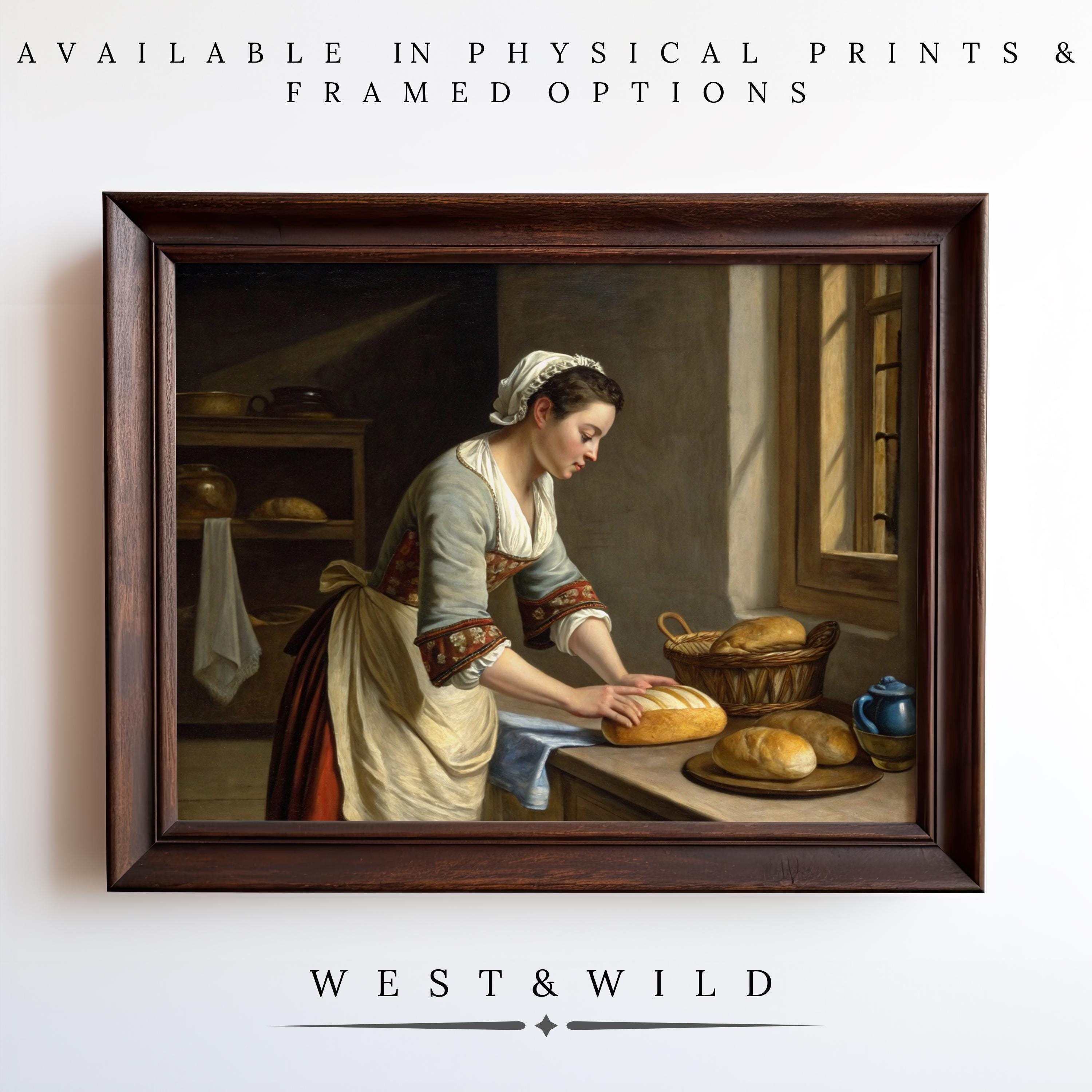 Add timeless charm to your home with the Victorian Kitchen Wall Art – a vintage print of a woman baking in a rustic kitchen. Available as physical prints or framed art from West & Wild Art Archive. Perfect for classic kitchen décor or baker gifts!.