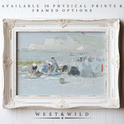 The Victorian Wall Art Prints offer 19th-century vintage style artwork with a pastel palette, featuring people on a beach with soft cliffs. Choose from vintage art prints or archival quality framed art from West & Wild.