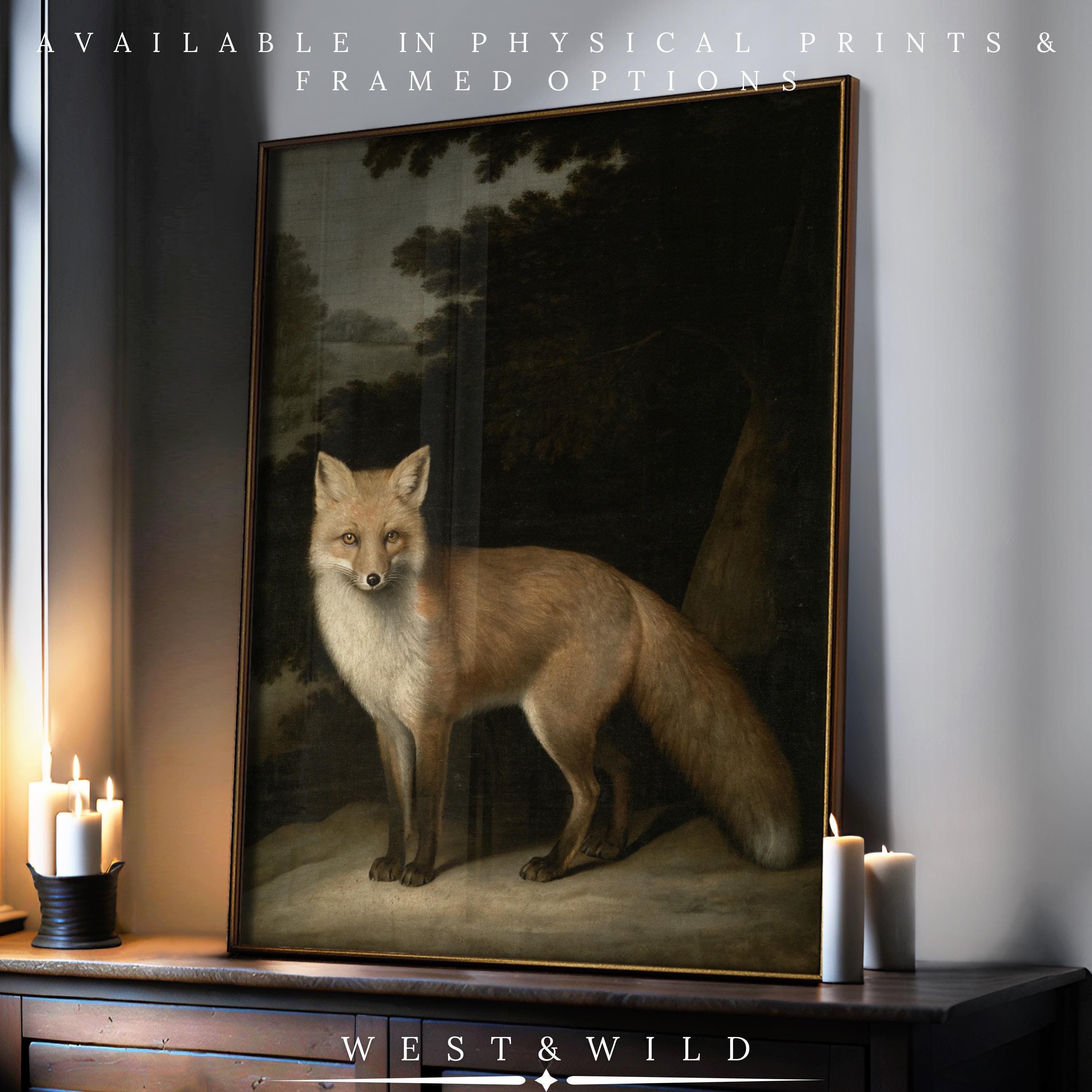 Framed Red Fox Print – Classic Fox Artwork | Rustic Cabin Decor & Woodland Animal Painting - Vintage Art Prints & Framed Art